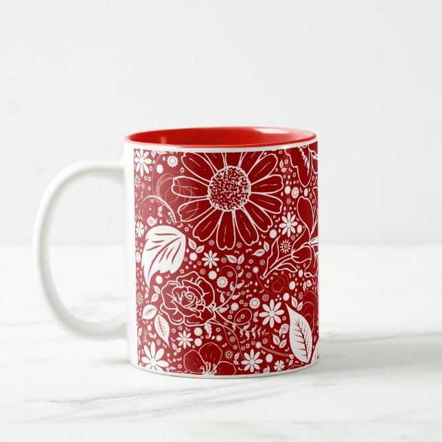 Botanical Beauties Red Coffee Mug (Left)