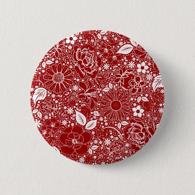 Botanical Beauties Red Pinback Button (Front)