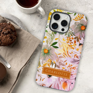 Botanical Beauty Pink and Orange Floral  iPhone 15 Pro Max Case