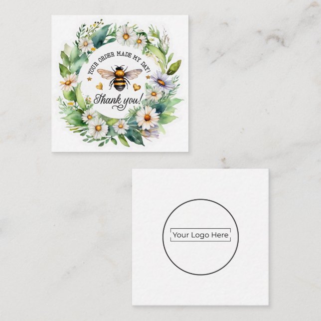 Botanical Bee Business Thank You Enclosure Card (Front/Back)