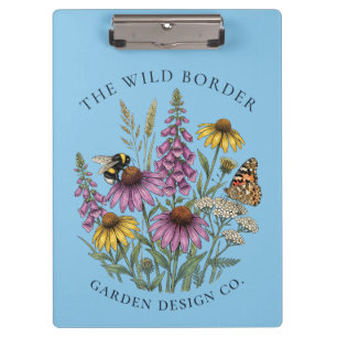 Botanical Bee & Butterfly Blue Clipboard