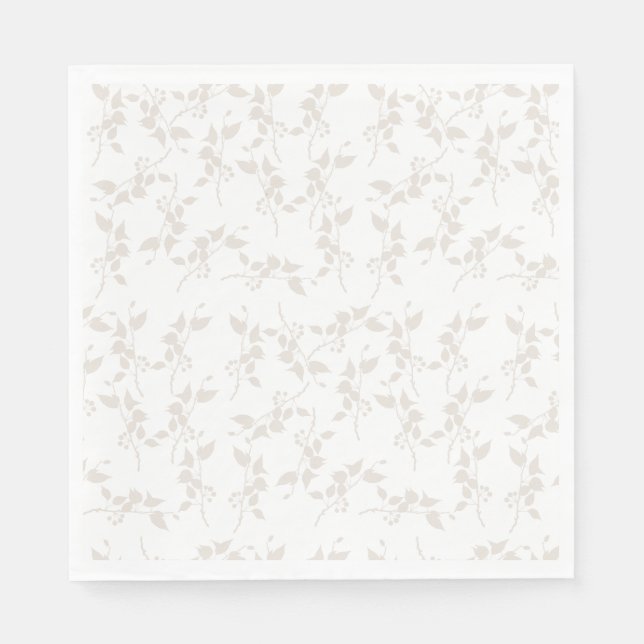 Botanical Beige Decorative Leaf Pattern Napkin (Front)