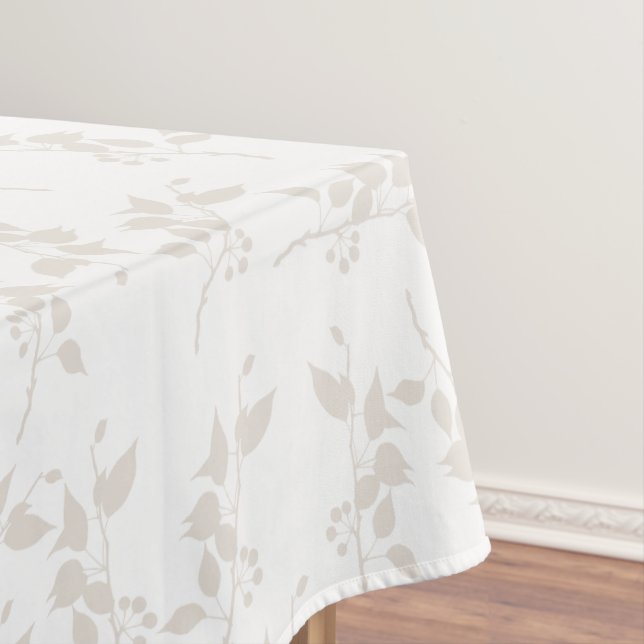 Botanical Beige Decorative Leaf Pattern Tablecloth (In Situ)