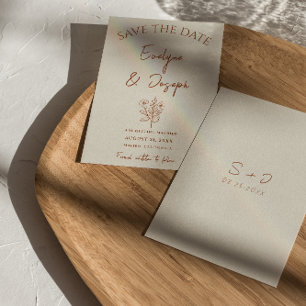 Botanical Beige Floral Terracotta Boho Wedding Save The Date