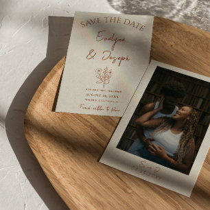 Botanical Beige Floral Terracotta Photo Wedding Save The Date