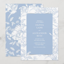 Botanical Bird French Blue Floral Wedding