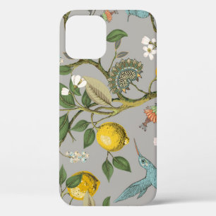 Botanical Birds Flowers: Drawn Vintage Wallpaper iPhone 12 Case