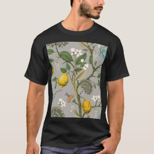 Botanical Birds Flowers: Drawn Vintage Wallpaper T-Shirt