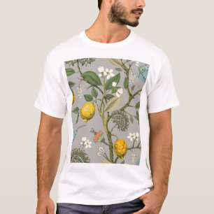 Botanical Birds Flowers: Drawn Vintage Wallpaper T-Shirt