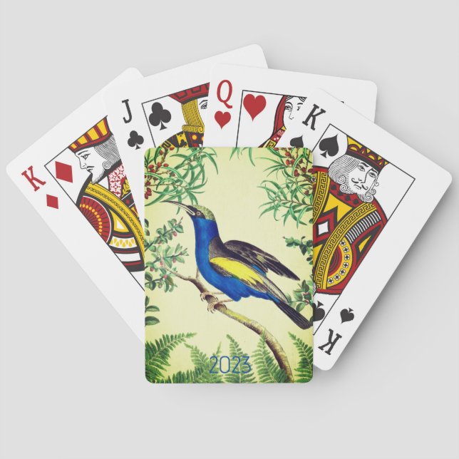 Botanical Birds Playing vintage design Playing Cards (Back)