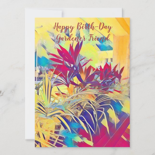 Botanical  Birth-Day Gardener Friend Watercolor  Holiday Card (Front)