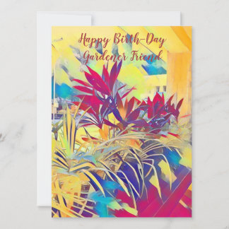 Botanical  Birth-Day Gardener Friend Watercolor  Holiday Card