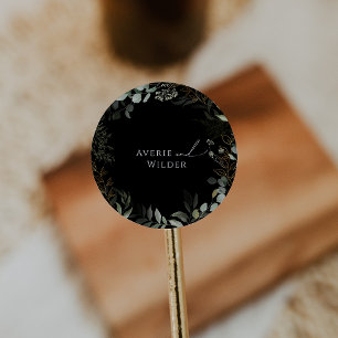 Botanical Black and Gold Wedding Envelope Seals