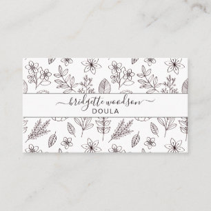Botanical Black White Script Name Interior Design Business Card