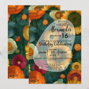 Botanical Bliss Colorful Flower Design Invitation