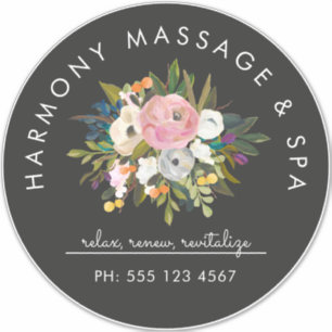 Botanical Bliss Elegant Floral Curved Text Black