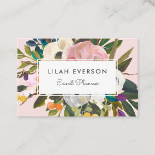 Botanical Bliss   Elegant Painted Floral   Blush Business Card