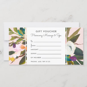 Botanical Bliss Floral Gift Voucher Card Blush