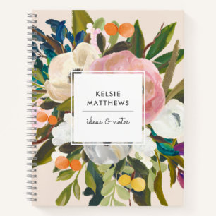 Botanical Bliss Pretty Painted Floral Cream Notebook