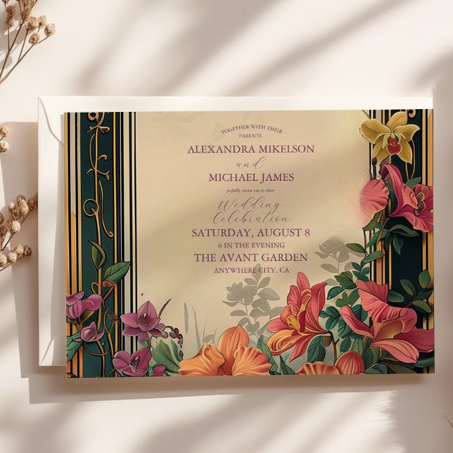Botanical Bliss Wildflowers Art Nouveau Wedding Invitation (Creator Uploaded)