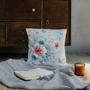 Botanical Bliss with Blue Cushion