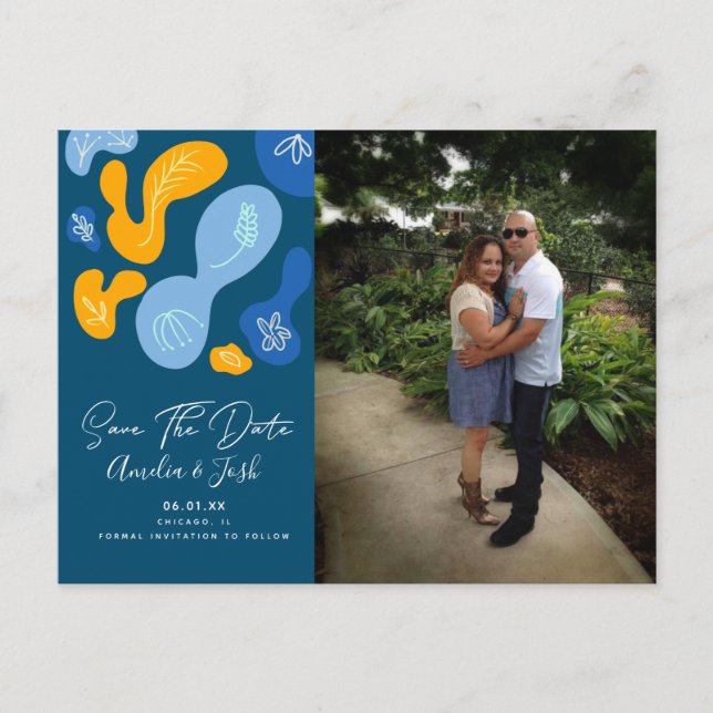 Botanical Blobs Save the Date Photo Postcard (Front)