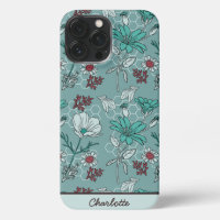 Botanical bloom floral pattern personalised name