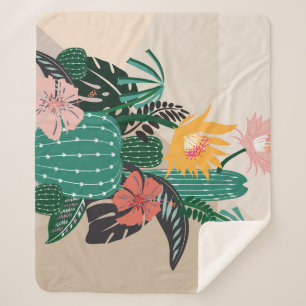 Botanical Blooming: Cactus Vintage Art. Sherpa Blanket