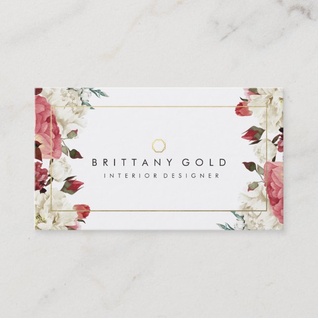 Botanical Blooms Interior Designer Business Card (Front)