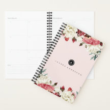 Botanical Blooms Vintage Rose Monogram Planner