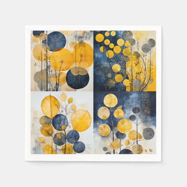 Botanical Blue and Yellow Napkins  (Front)