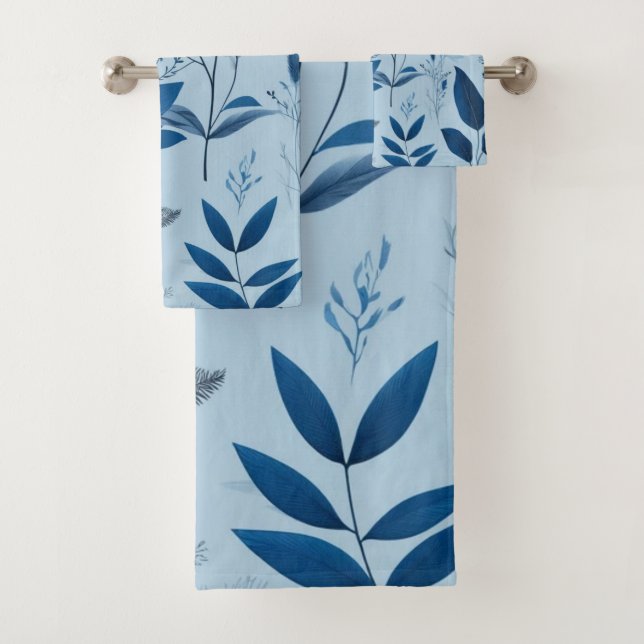 botanical blue bath towel set (Insitu)