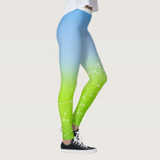 Botanical Blue Butterfly Print High-Waisted Leggin Leggings