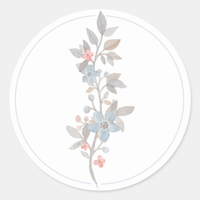 Botanical Blue Envelope Seals Stickers (Front)