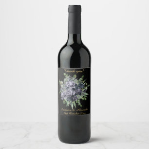 BOTANICAL BLUE EUCALYPTUS BLACK CUSTOMIZABLE LABEL