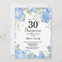 Botanical Blue Floral Surprise 30th Birthday