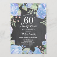 Botanical Blue Floral Surprise 60th Birthday