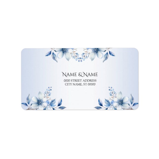 Botanical Blue Flowers Address Label (Front)