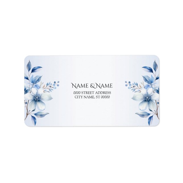 Botanical Blue Flowers Address Label (Front)