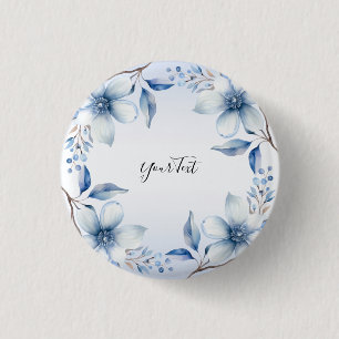 Botanical Blue Flowers Button
