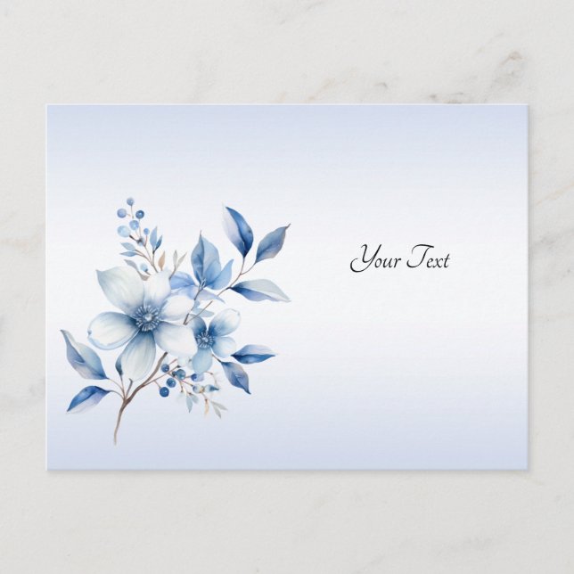 Botanical Blue Flowers Postcard (Front)