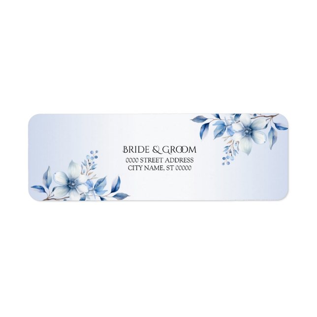 Botanical Blue Flowers Return Address Label (Front)