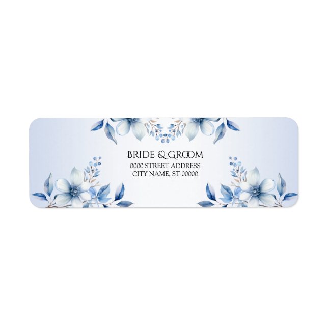 Botanical Blue Flowers Return Address Label (Front)