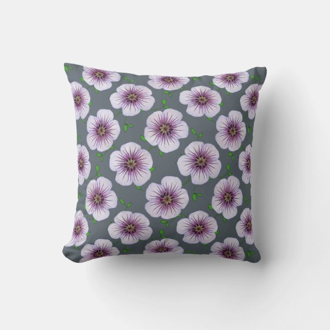 Botanical Blue Geranium Flower on any Colour Cushion (Front)