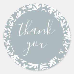 Botanical Blue Small Business Customer Thank You Classic Round Sticker