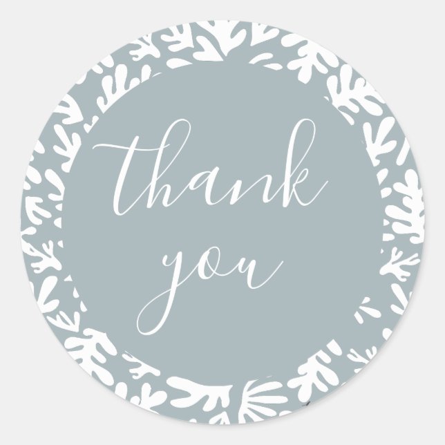 Botanical Blue Small Business Customer Thank You Classic Round Sticker (Front)