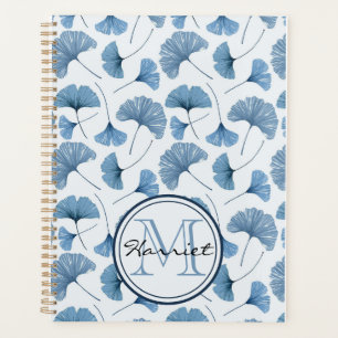 Botanical Blue & White Monogram Planner