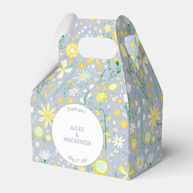 Botanical Blue Wildflower Floral Favour Box (Front Side)