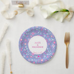 Botanical Blue Wildflower Floral Pattern Paper Plate<br><div class="desc">Modern hand painted pink and white botanical wildflower pattern on a periwinkle blue background for a fresh and happy summery look.
Coordinating pretty paper plates with text which can be altered to suit your celebration.</div>