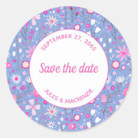 Botanical Blue Wildflower Floral Save the Date